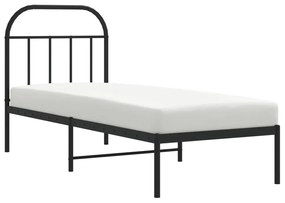 Estrutura de cama metal s/ colchão c/ cabeceira 75x190 cm preto
