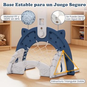 Cesto de basquetebol 3 em 1 ajustável em altura com jogos de futebol e golfe para crianças a partir dos 3 anos 65 x 49 x 130-151 cm Azul