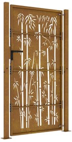 Portão de jardim 105x180 cm aço corten design bambu