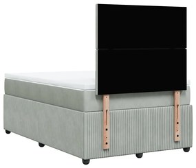 Cama boxspring com colchão 120x190 cm veludo cinzento-claro