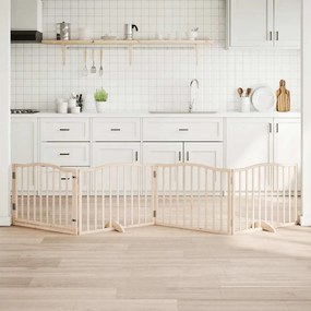 vidaXL Portão para cães com porta dobrável 4 painéis 320 cm álamo