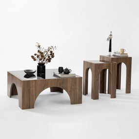 Conjunto de Mesas de Centro Seine – Nogueira e Cinzento Escuro – 35x50