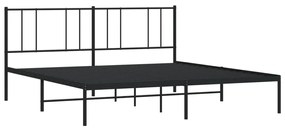 Estrutura de cama com cabeceira 200x200 cm metal preto