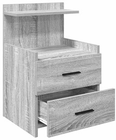 Mesa de cabeceira com 2 gavetas cinza Sonoma 40x36,5x62 cm