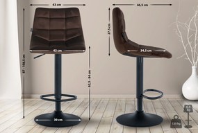 Banco de bar Jerry em veludo com estrutura preta 87-108,5 x 43 x 46,5 cm Castanho