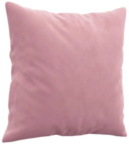 Sofá 3 lugares c/ almofadas decorativas 180 cm veludo rosa