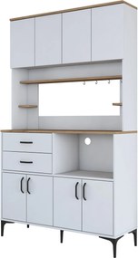 Armário Alto de Cozinha "Stella" - Nogueira e Branco - Design Moderno