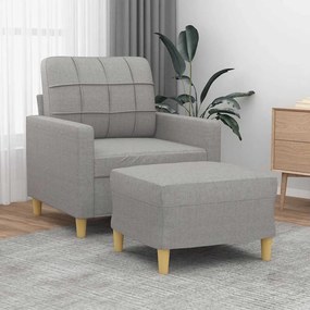 vidaXL Poltrona com apoio de pés 60 cm tecido cinzento-claro