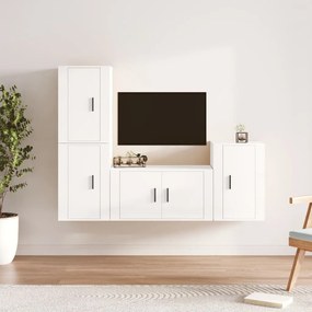 vidaXL 4 pcs conjunto móveis de TV madeira processada branco brilhante