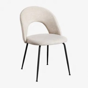 Pack De 4 Cadeiras De Jantar Estofadas Glorys Negro & Tecido Beige & Tecido - Sklum