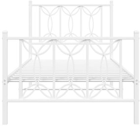 Estrutura de cama com cabeceira e pés 90x190 cm metal branco