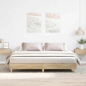 Estrutura de cama sem colchão 200x200 cm carvalho sonoma