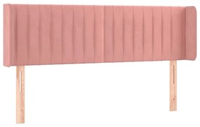 Cabeceira de cama c/ luzes LED veludo 147x16x78/88 cm rosa