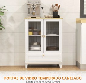 Aparador com 2 Portas de Vidro Temperado Aparador Sala de Estar com Ga