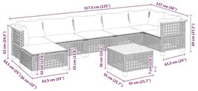 8 pcs conjunto de sofás p/ jardim com almofadões vime PE bege