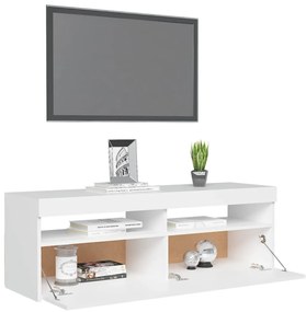 Móvel de TV com luzes LED 120x35x40 cm branco