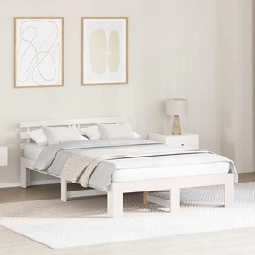 vidaXL Estrutura de Cama de Madeira de Pinho Branca Madeira de Pinho Sólido