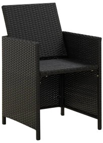 4 pcs conjunto de cadeiras e bancos de jardim vime PE preto