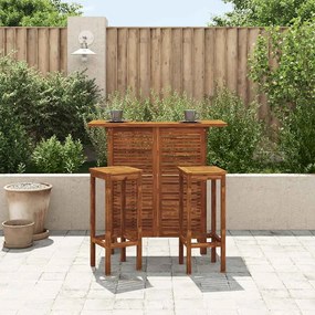 Conjunto mesa e cadeiras de bar 3 pcs madeira de acácia maciça