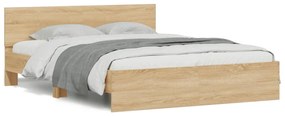 vidaXL Estrutura cama c/ cabeceira/luzes LED 150x200cm carvalho sonoma