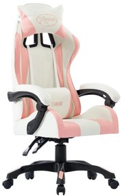 Cadeira estilo corrida couro artificial rosa