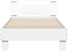 Estrutura de cama c/ cabeceira e luzes LED 90x190 cm branco