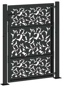 Portão de jardim 105x130 cm preto design de folha de aço