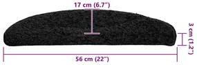 Tapetes de escada 30 pcs 56x17x3 cm preto