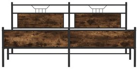 Estrutura de cama sem colchão 200x200cm metal carvalho fumado