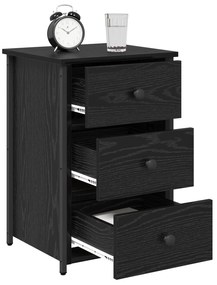 Mesinha de Cabeceira em Carvalho Preto Carvalho Preto MDF, Metal