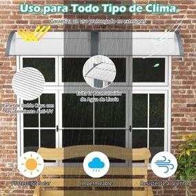Marquise para janela ou porta proteção solar, toldo exterior 122 x 99 x 28 cm cinza