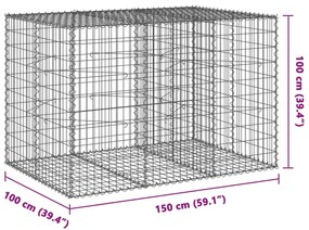 Cesto gabião com cobertura 150x100x100 cm ferro galvanizado