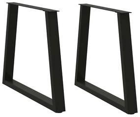 Pernas para mesa de jantar em V, 2 peças, pretas, 70x(72-73,3) cm, aço