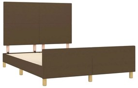 Estrutura de cama sem colchão 140x200 cm tecido castanho-escuro