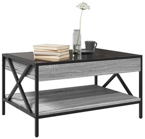 Mesa de centro luzes LED Infinity 70x50x38 cm cinzento sonoma