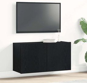 vidaXL Móvel de TV carvalho preto 80x30x41 cm madeira projetada
