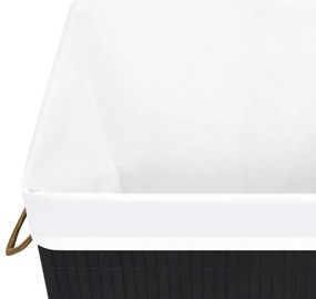 Cesto para roupa suja c/ secção única bambu preto