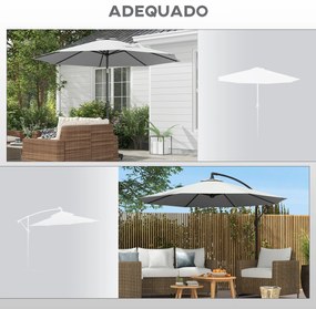 Toldo de Substituição para Chapéu de Sol de 3 m com Ventilação Superior para Exterior Jardim Pátio Piscina Branco