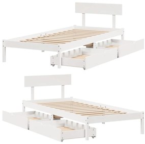 Cama sem colchão 90x200 cm madeira de pinho maciça branco