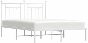 Estrutura de cama com cabeceira 140x190 cm metal branco