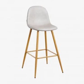 Banqueta Alta Glamm Em Couro Sintético Toupeira Claro & ↑75 Cm & Madeira Natural - Sklum