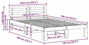 Estrutura de Cama de Madeira de Pinho Castanho Encerado