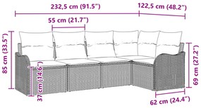 Conjunto de Sofás de Jardim vidaXL de 5 peças com Almofadas Bege em Vi