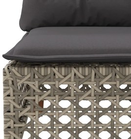 9 pcs conjunto sofás p/ jardim com almofadões vime PE cinzento