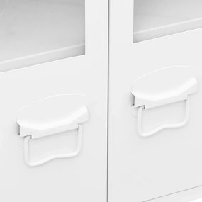 Aparador industrial 105x35x62 cm metal e vidro branco