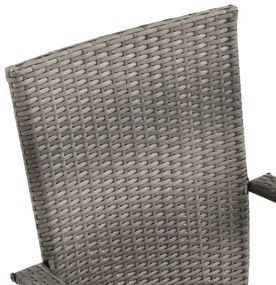 9 pcs conjunto de jantar para jardim vime PE cinzento