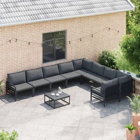 Conjunto de Sofá de Jardim 10 pcs Antracite Aço