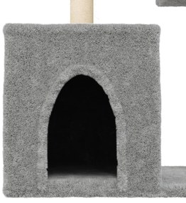 Árvore p/ gatos c/ postes arranhadores sisal 86 cm cinza-claro