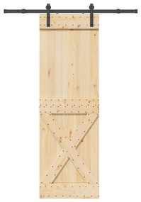 vidaXL Porta de correr com ferragens 70x210 cm madeira de pinho maciça