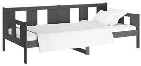 Sofá-cama 90x190 cm madeira de pinho maciça cinzento